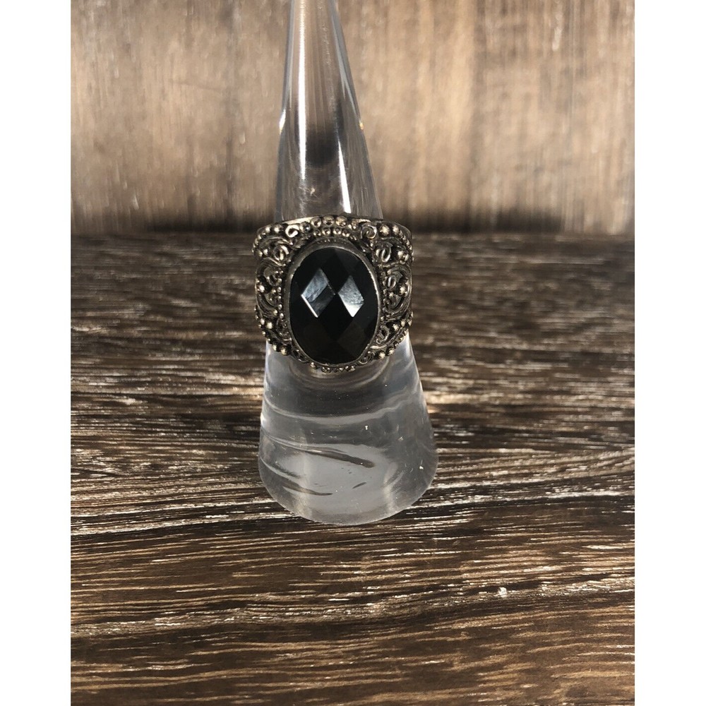 Vintage Bali Style Faceted Tourmaline 925 Sterling Silver Ring Sz 7